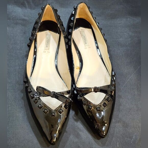 UTERQUE STUDDED TRIM POINTED TOE  SLIP-ON FLAT - Picture 2 of 14